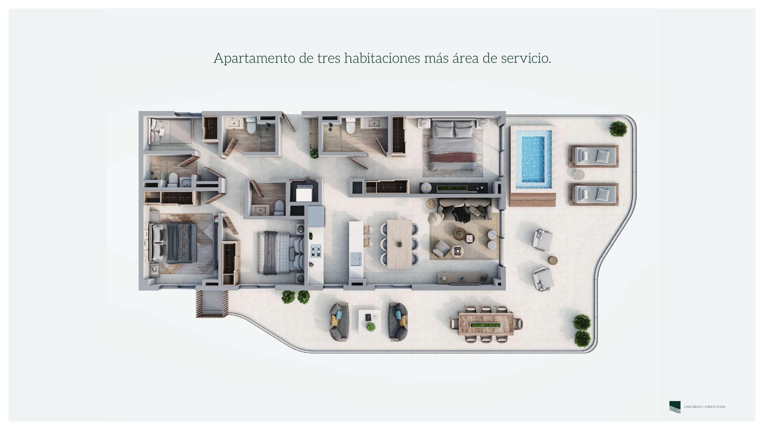 Three bedroom apartment Long Beach Puerto Plata