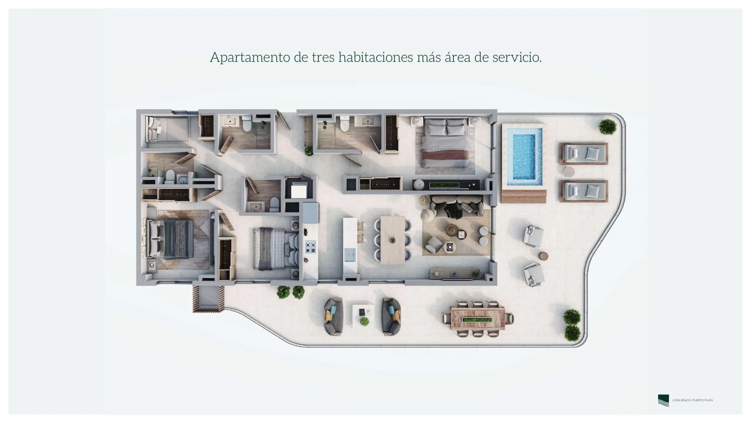 Three bedroom apartment Long Beach Puerto Plata